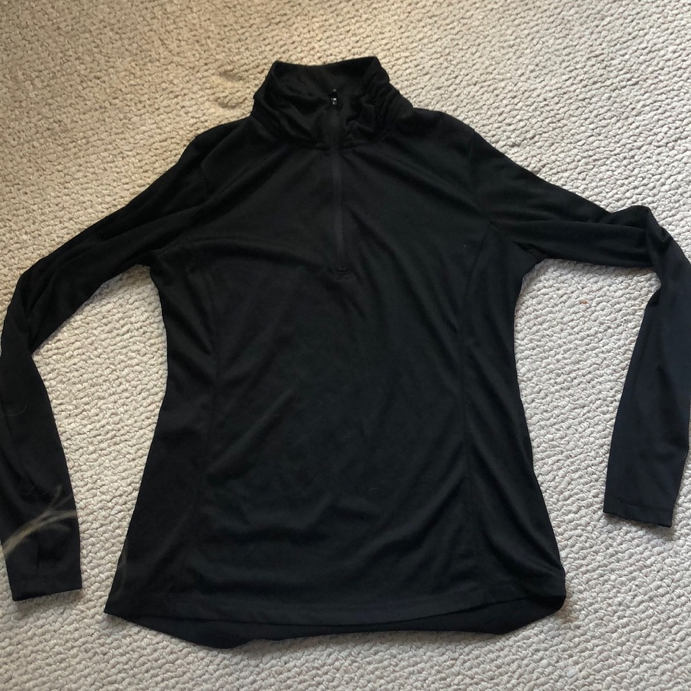 DANSKIN black fitted workout top quarter-zip